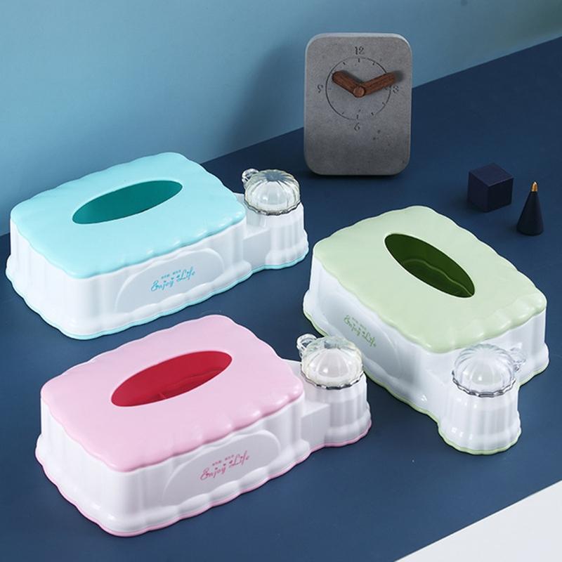 Retractable Tissue Box Organizer With Drawer And Toothpick Holder For Living Room 1