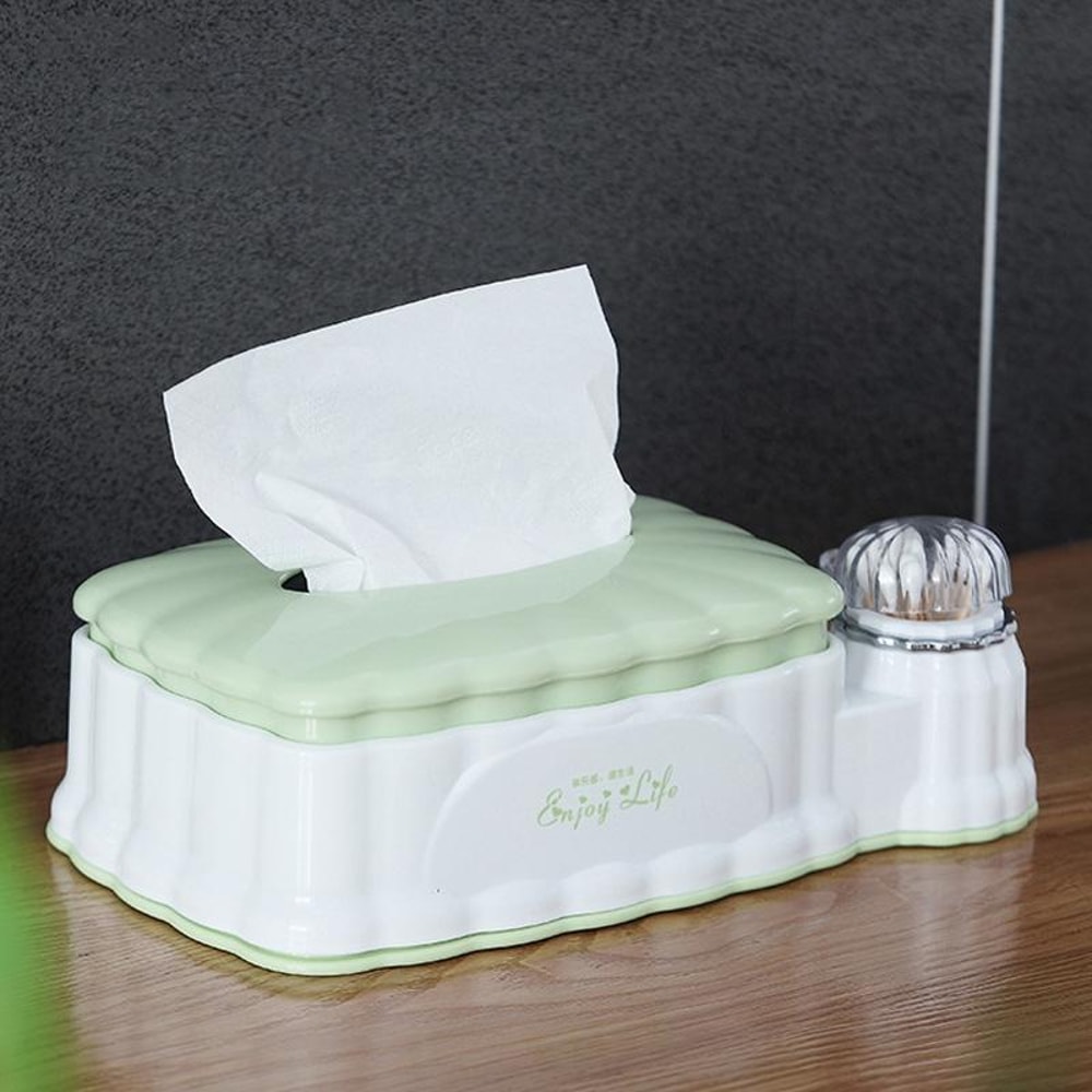 Retractable Tissue Box Organizer With Drawer And Toothpick Holder For Living Room 9