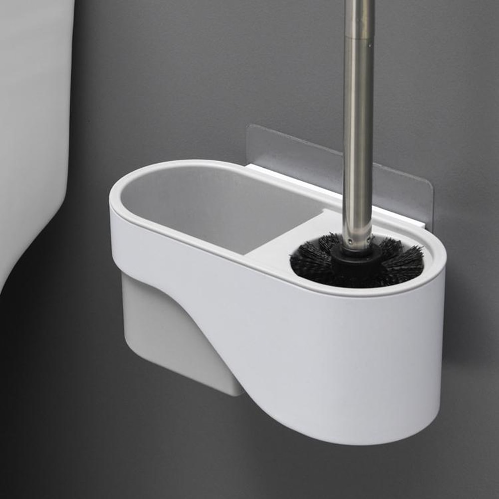 Wall Mounted Toilet Cleaning Brush Long Handle No Drill Bathroom Cleaning Tool 12