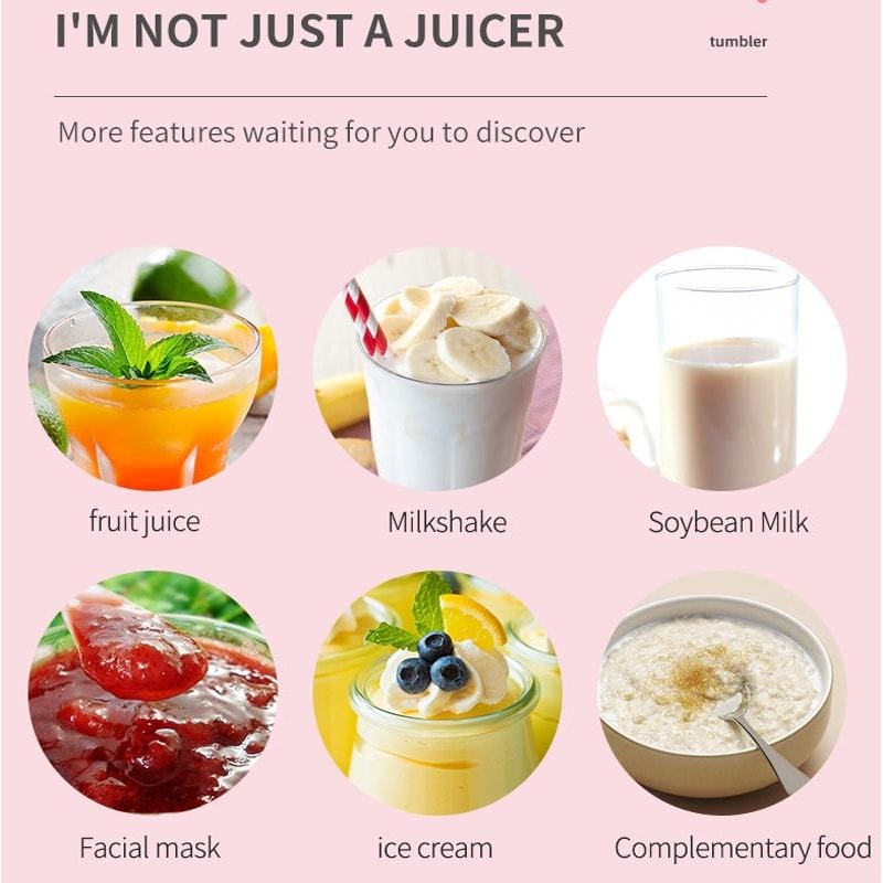 Portable USB Blender Bottle Electric Juicer Compact Smoothie Maker 8