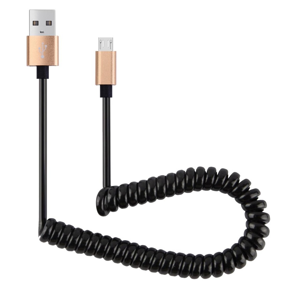 Flexible Spring Micro USB Cable Fast Charging Data Sync Coiled Cord 0