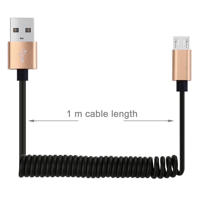 Flexible Spring Micro USB Cable Fast Charging Data Sync Coiled Cord 5