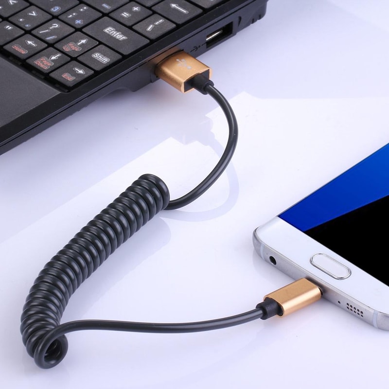 Flexible Spring Micro USB Cable Fast Charging Data Sync Coiled Cord 7