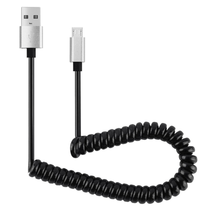 Flexible Spring Micro USB Cable Fast Charging Data Sync Coiled Cord 9