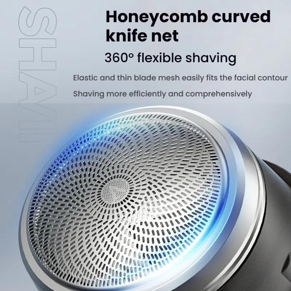 Wood Grain Electric Shaver For Men Rechargeable Rotary Razor With Stainless Steel Blades 3