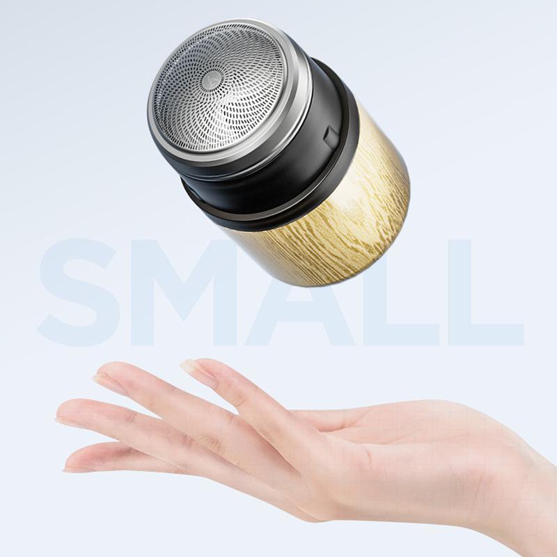 Wood Grain Electric Shaver For Men Rechargeable Rotary Razor With Stainless Steel Blades 6