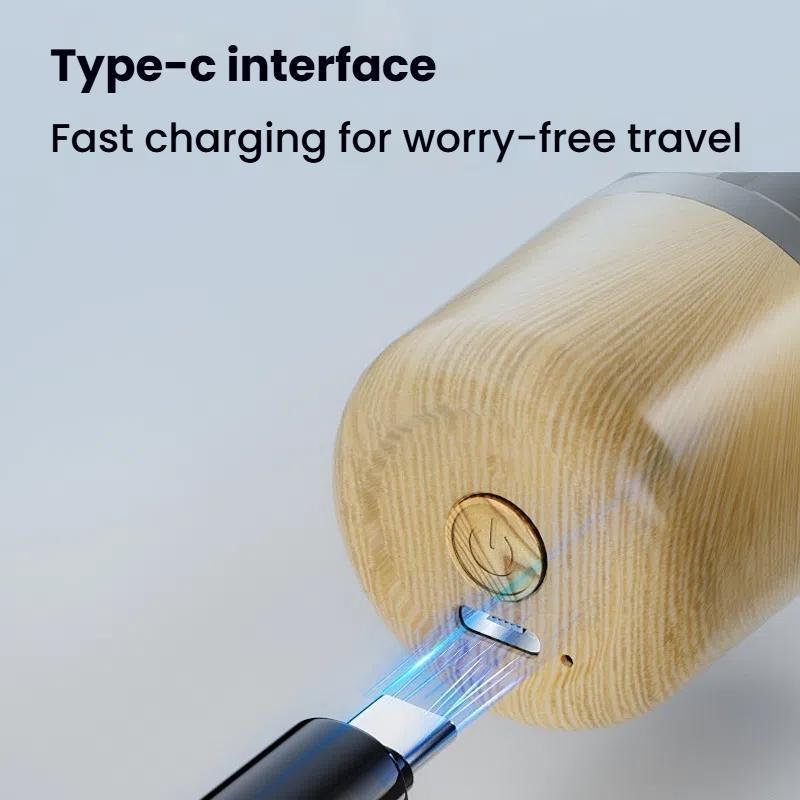 Wood Grain Electric Shaver For Men Rechargeable Rotary Razor With Stainless Steel Blades 7