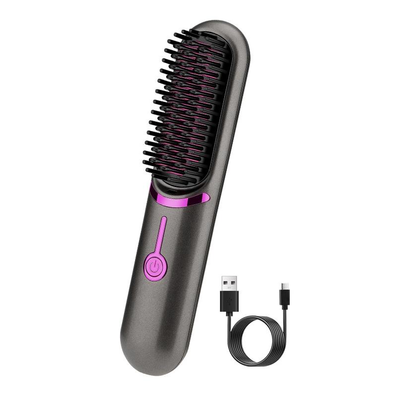 Cordless Hair Straightener Brush USB Rechargeable Portable Travel Styler 10
