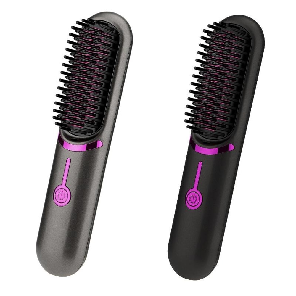 Cordless Hair Straightener Brush USB Rechargeable Portable Travel Styler 0