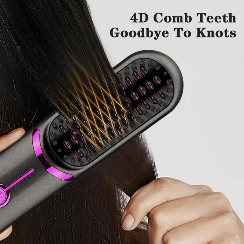 Cordless Hair Straightener Brush USB Rechargeable Portable Travel Styler 4