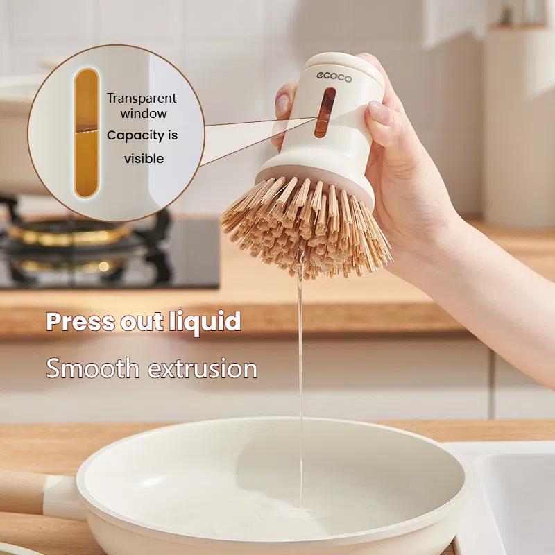 Ecoco Pot Kitchen Dishwashing Brush Set Long Handle Rotatable Squeezeable Scrubber 10