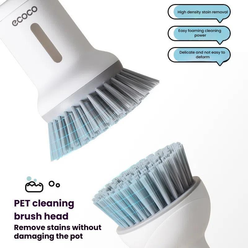 Ecoco Pot Kitchen Dishwashing Brush Set Long Handle Rotatable Squeezeable Scrubber 13