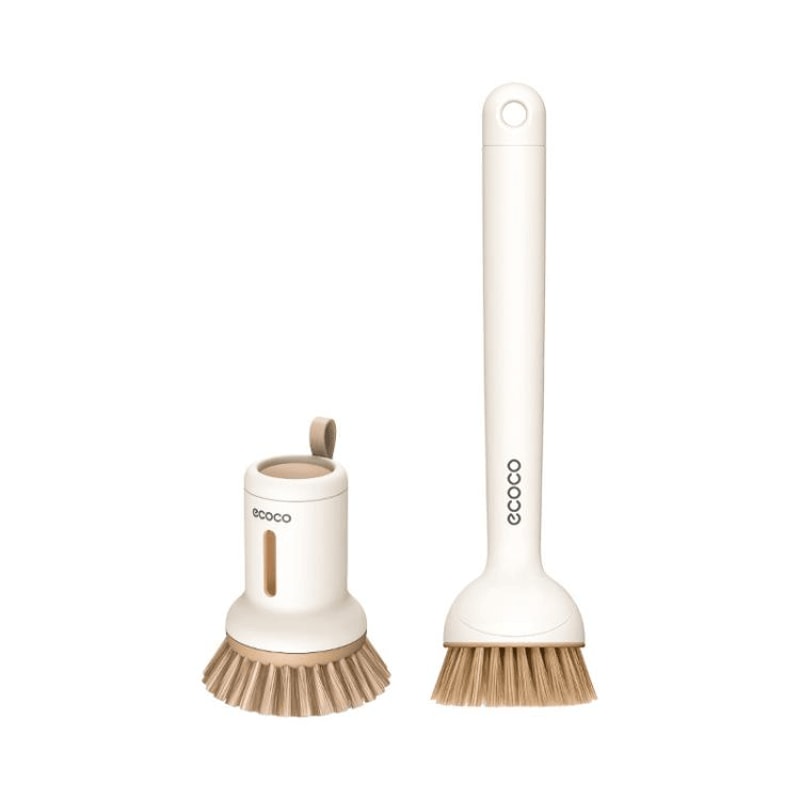 Ecoco Pot Kitchen Dishwashing Brush Set Long Handle Rotatable Squeezeable Scrubber 15