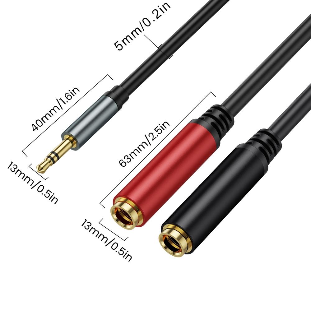 Gold Plated 35mm To 635mm Splitter Audio Y Cable TRS To Dual TS Adapter 3