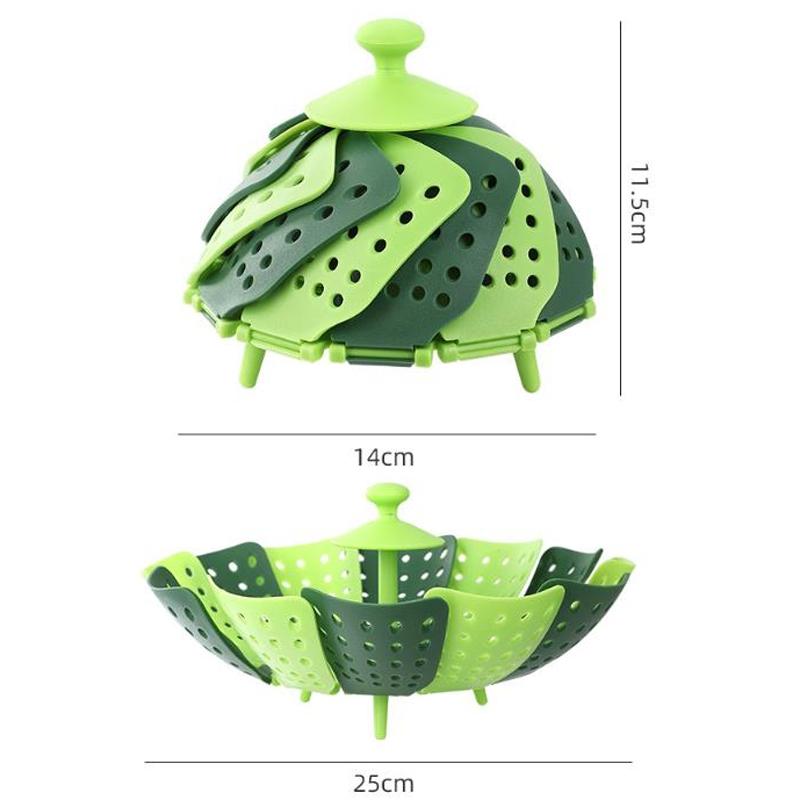 Foldable Silicone Vegetable Steamer Basket Collapsible Kitchen Strainer 1