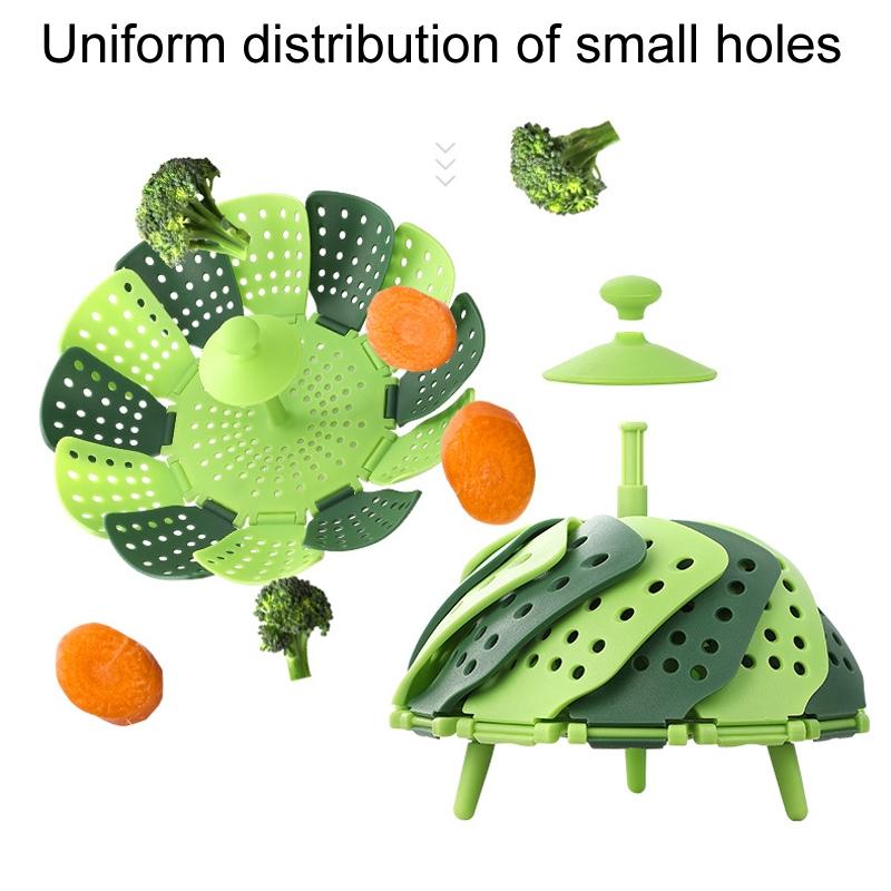 Foldable Silicone Vegetable Steamer Basket Collapsible Kitchen Strainer 2