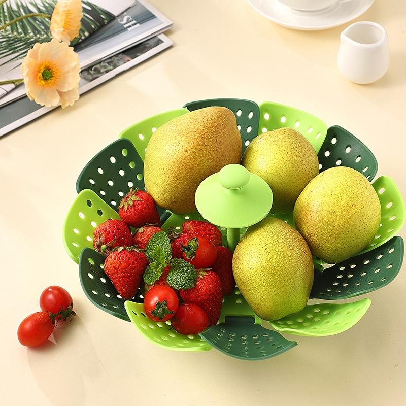 Foldable Silicone Vegetable Steamer Basket Collapsible Kitchen Strainer 6