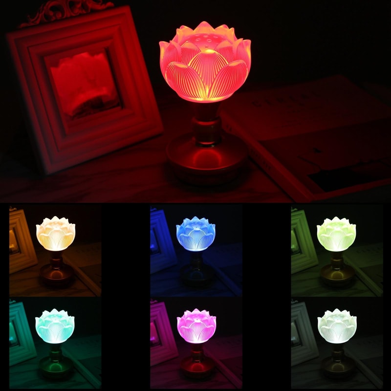 LED Lotus Altar Lamp Buddha Electronic Night Light Set Decorative Lotus LED Light