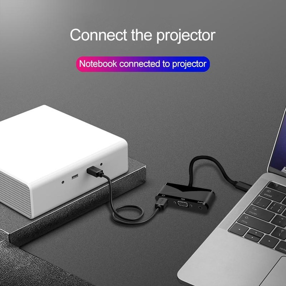 USB C To HDMI VGA Adapter 4K Multiport Hub With Audio And USB 8