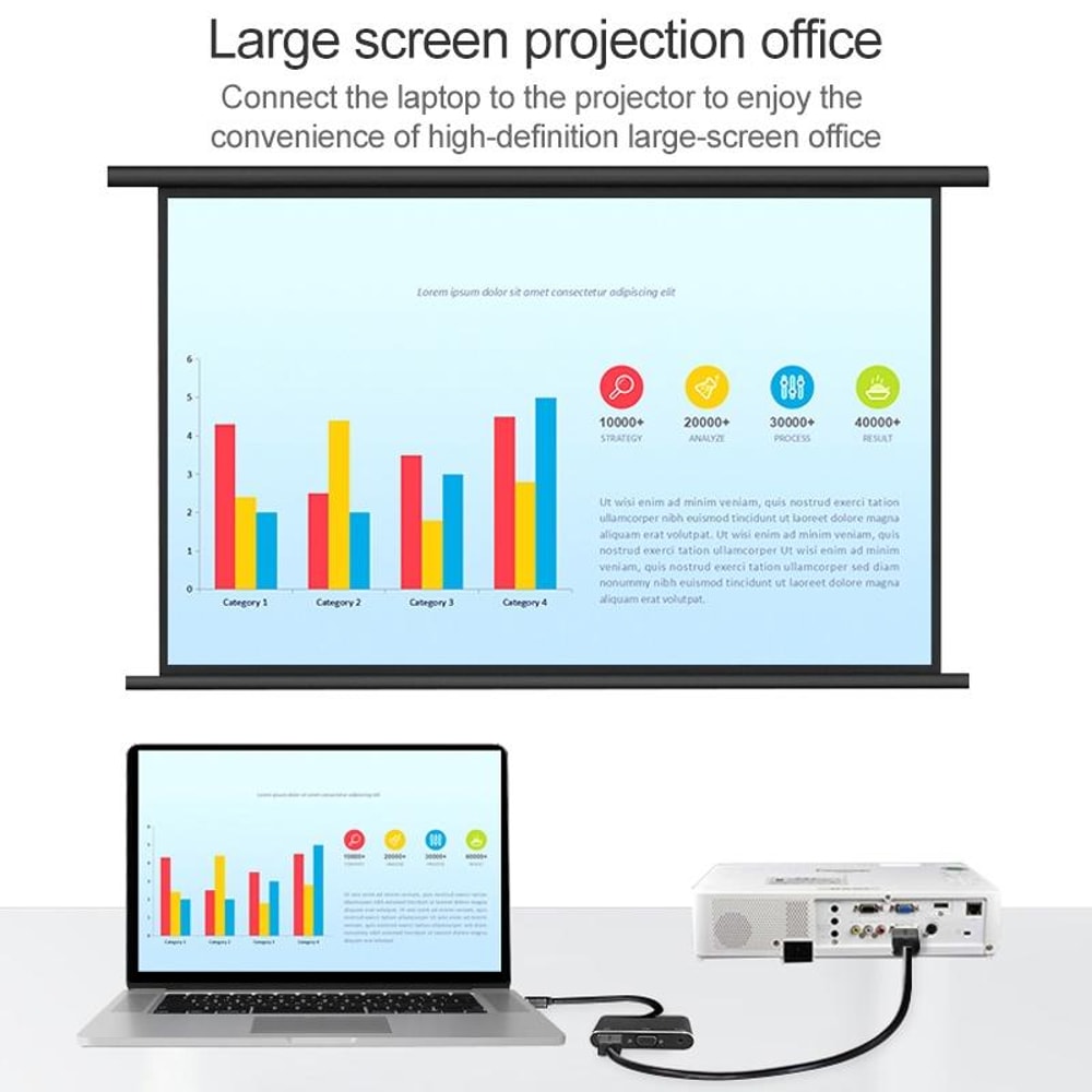 USB C To HDMI VGA Adapter 4K Multiport Hub With Audio And USB 4