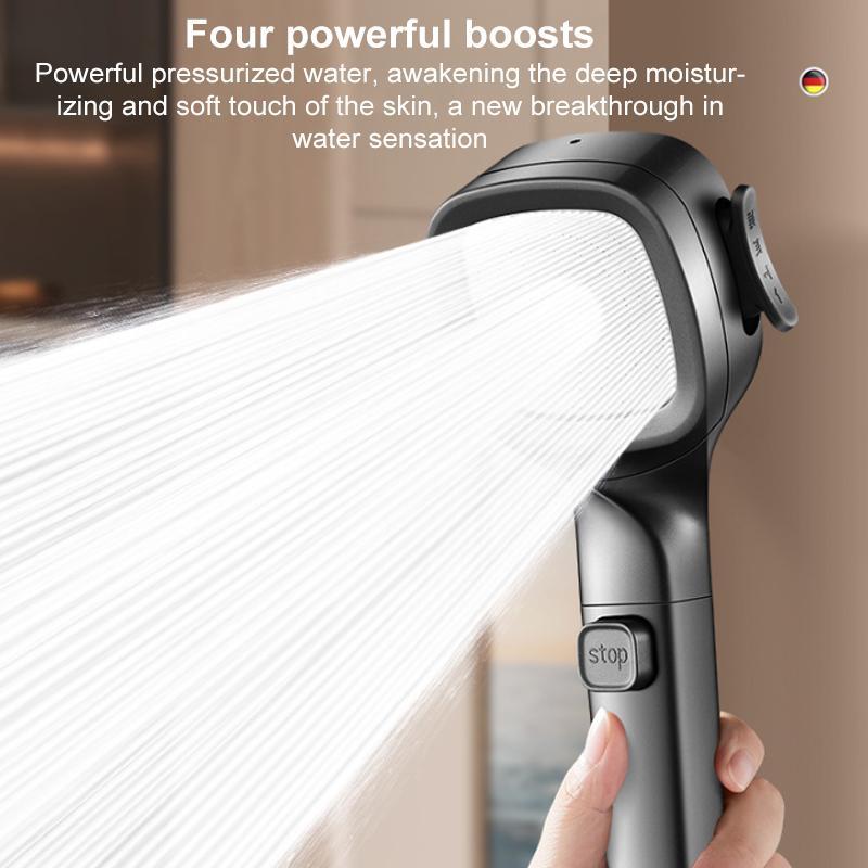 High Pressure Filtered Shower Head with Stop Button & Spray Modes