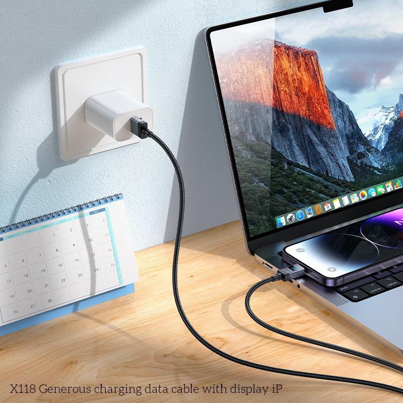 LED Display Fast Charging Cable 60W Woven USB Data Cable 4