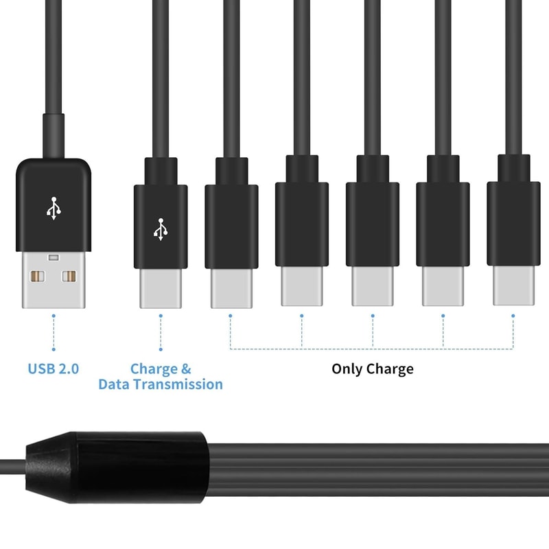 6 In 1 USB C Splitter Cable Fast Charging Hub With Data Sync 6