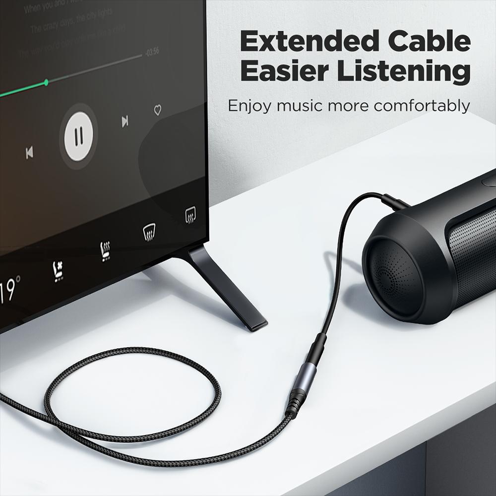 35mm AUX Adapter Cable HiFi Stereo Audio Extender For Headphones Car Speakers 1