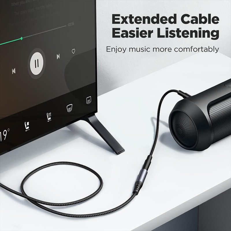 35mm AUX Adapter Cable HiFi Stereo Audio Extender For Headphones Car Speakers 1