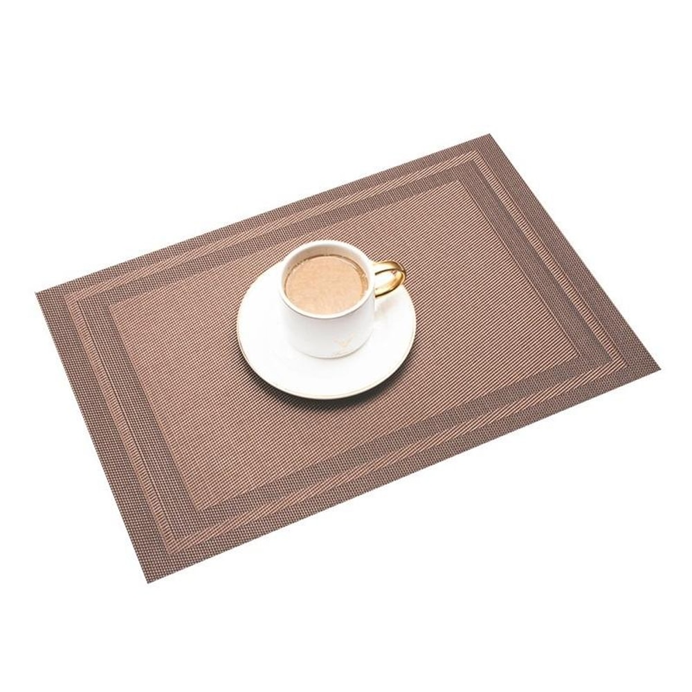 HeatResistant Placemats NonSlip Table Mats Washable PVC Woven Dining Mats Set 0
