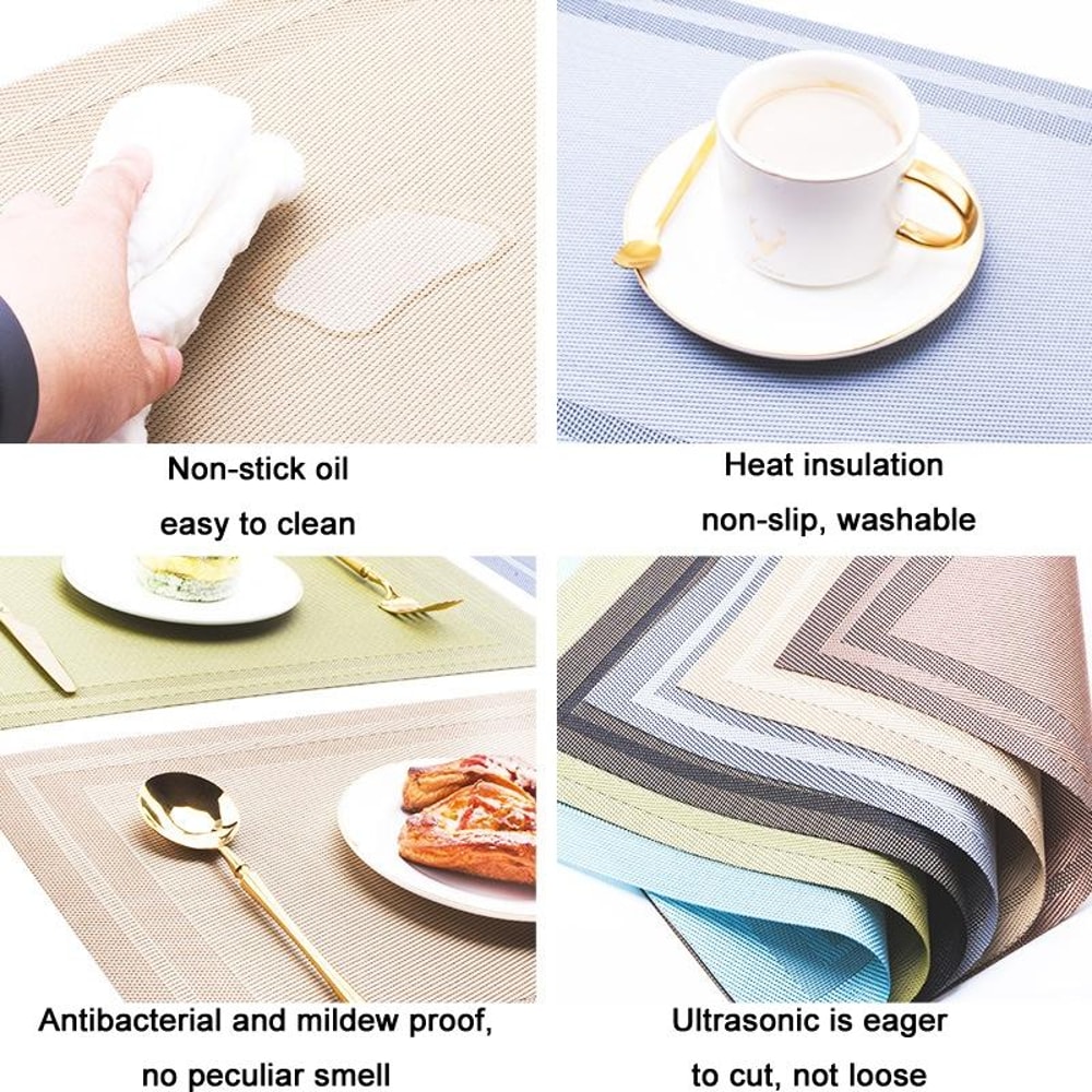 HeatResistant Placemats NonSlip Table Mats Washable PVC Woven Dining Mats Set 3