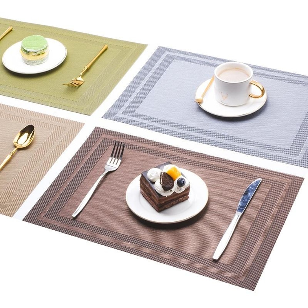 HeatResistant Placemats NonSlip Table Mats Washable PVC Woven Dining Mats Set 4