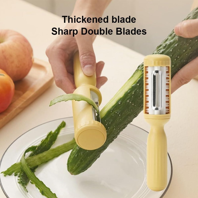 Fruit And Vegetable Peeler With Cleaning Brush Ergonomic Kitchen Tool 3
