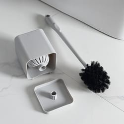 quick-dry wall mounted toilet brush and holder set with self-draining base