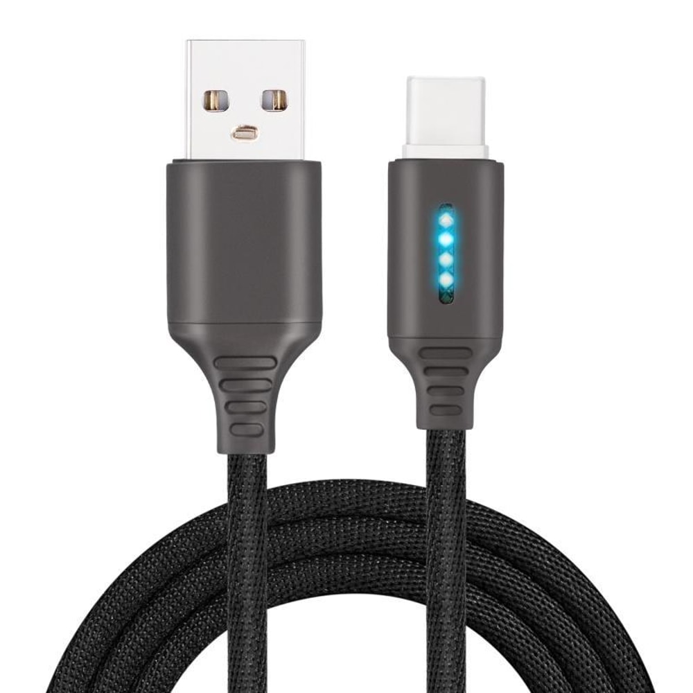 USBC LED Charging Cable With Auto Power Off Durable Zinc Alloy Fast Data Sync 0