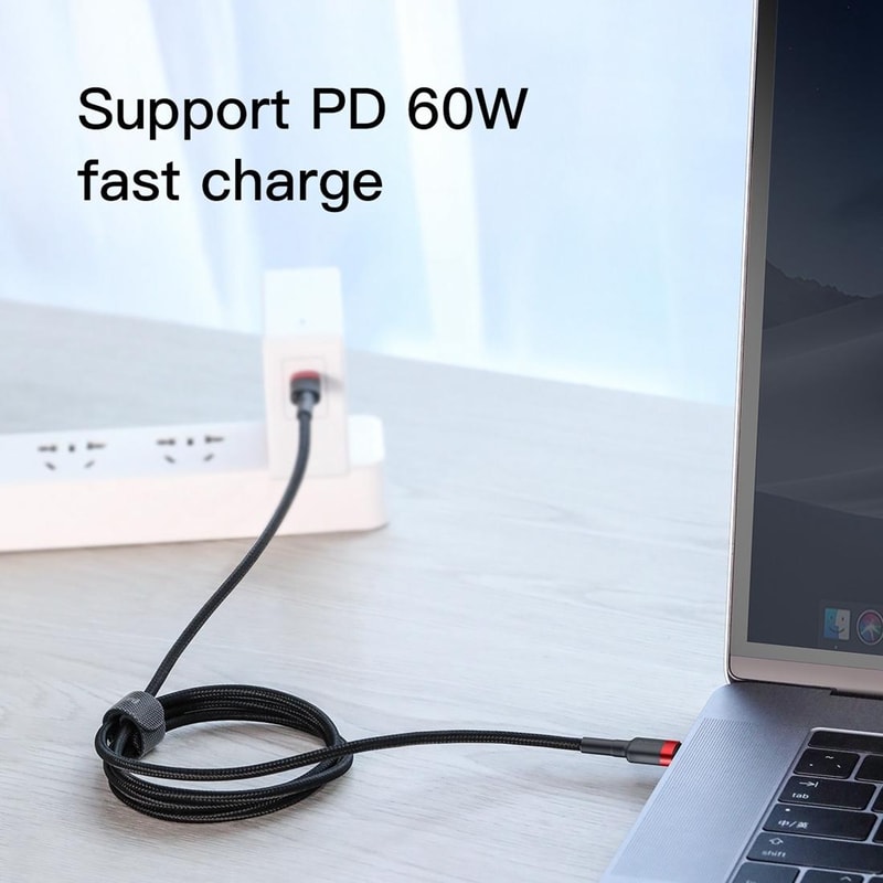 60W PD USB C Fast Charging Cable 2m Durable Braided Type C Charger Cord 10