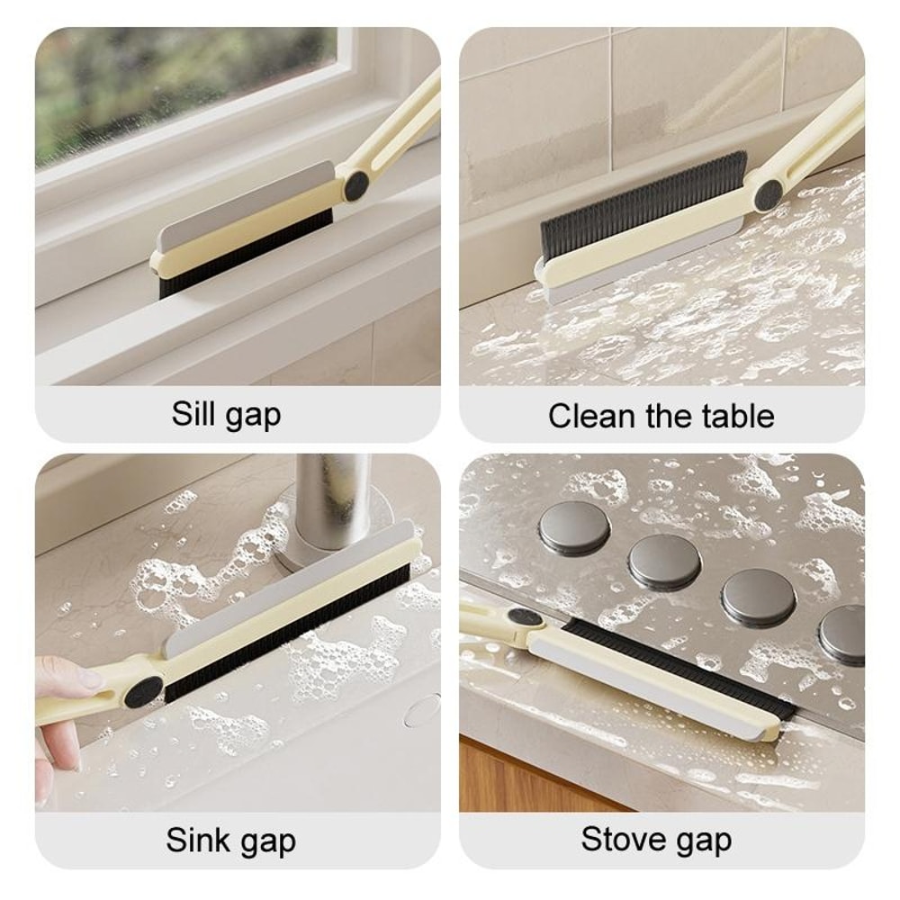 Multifunctional Long Handle Crevice & Groove Cleaning Brush for Bathroom, Grout & Window Tracks