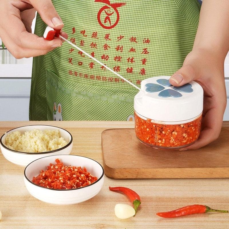 Manual Pull Garlic Chopper Multifunction Kitchen Garlic Mincer – Handheld Pull String Vegetable Cutter