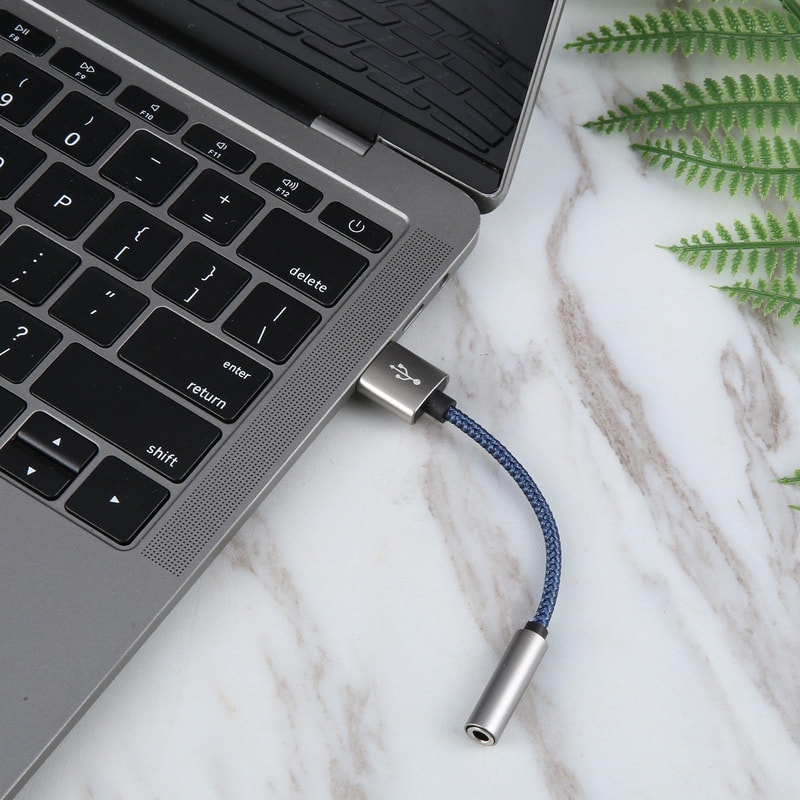 USB To 35mm Audio Adapter Braided Aux Converter Plug And Play 1