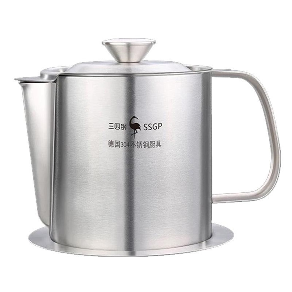 Stainless Steel Oil Filter Pot, Grease Separator & Oil Strainer Storage Container