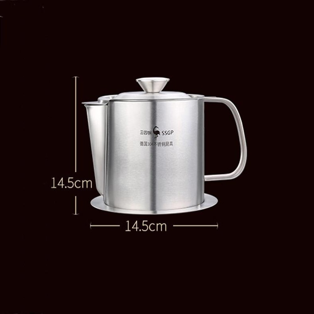 Stainless Steel Oil Filter Pot, Grease Separator & Oil Strainer Storage Container