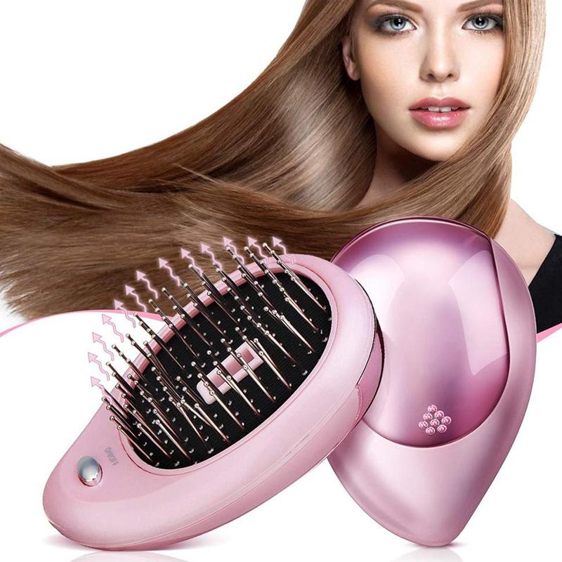 Ionic Hair Straightener Brush Portable Mini Anti Static Styling Comb 12