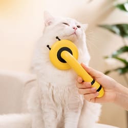 self-cleaning pet grooming brush for cats & dogs with massage needles and deshedding comb