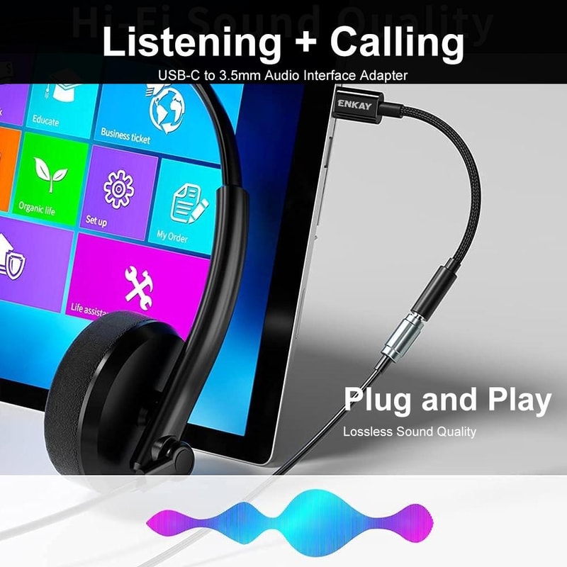 USB C To 35mm Aux Adapter Cable With Digital Audio DAC Braided Durable Connector 2