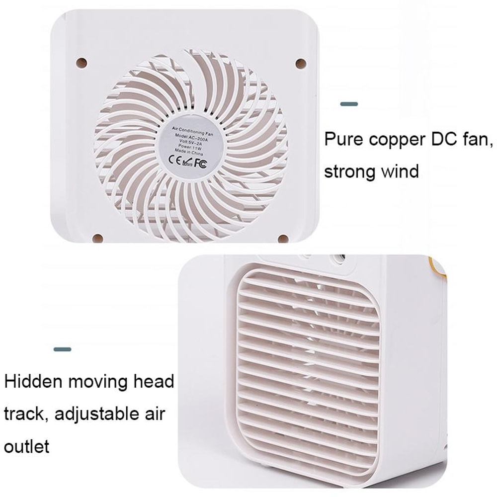 Mini Desktop Air Conditioner Fan, Portable Air Cooler & USB Air Humidifier Fan for Home and Office