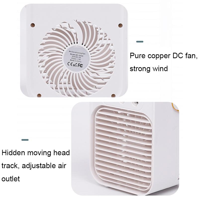 Mini Desktop Air Conditioner Fan, Portable Air Cooler & USB Air Humidifier Fan for Home and Office