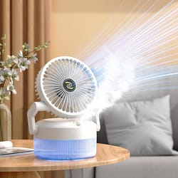foldable usb desktop humidifier fan with night light & 3-speed cooling