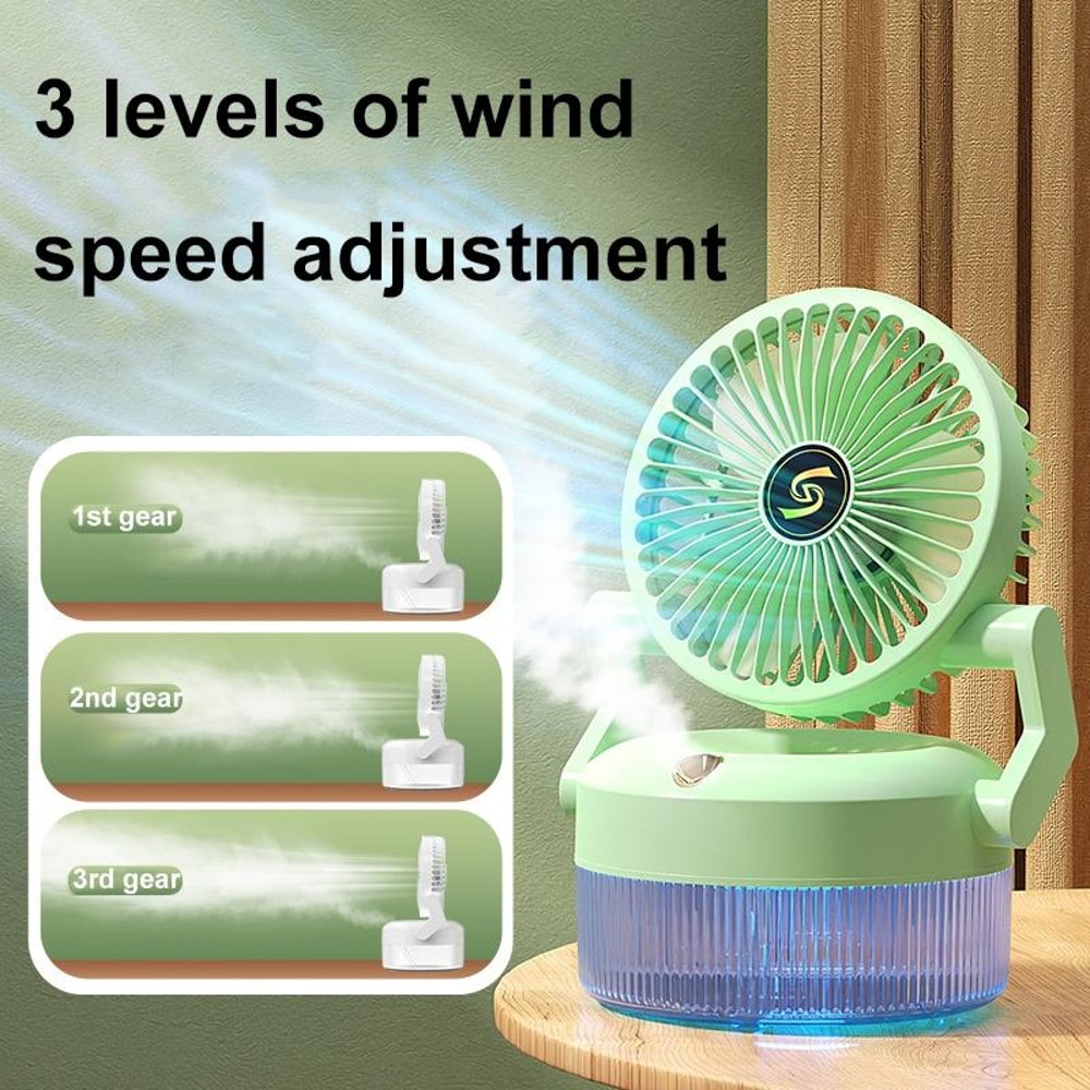 Foldable USB Desktop Humidifier Fan With Night Light 3Speed Cooling 4