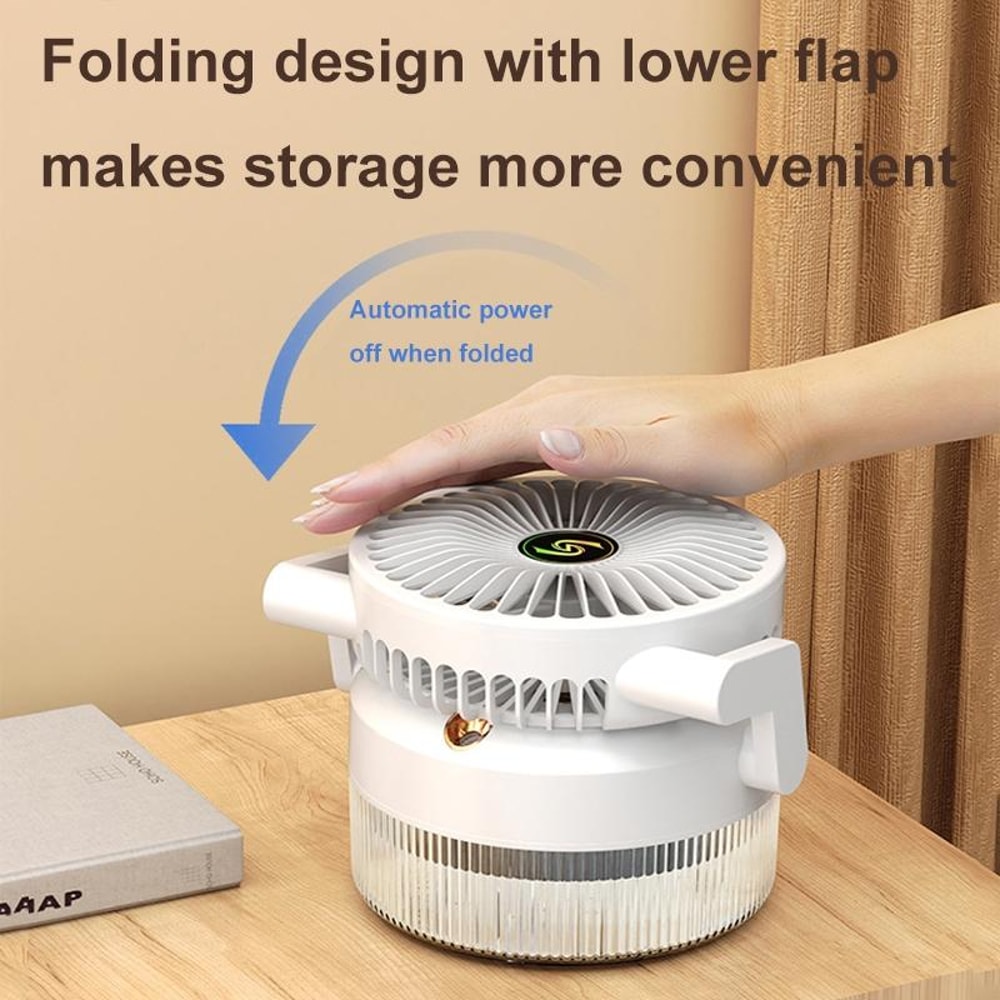 Foldable USB Desktop Humidifier Fan With Night Light 3Speed Cooling 5