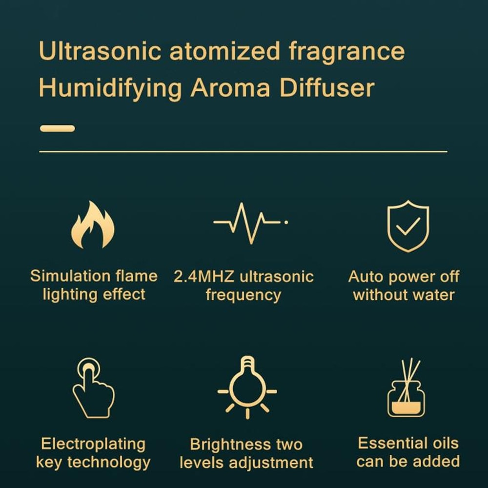 Flame Effect Aroma Diffuser Humidifier Night Light With Essential Oil Mist 3